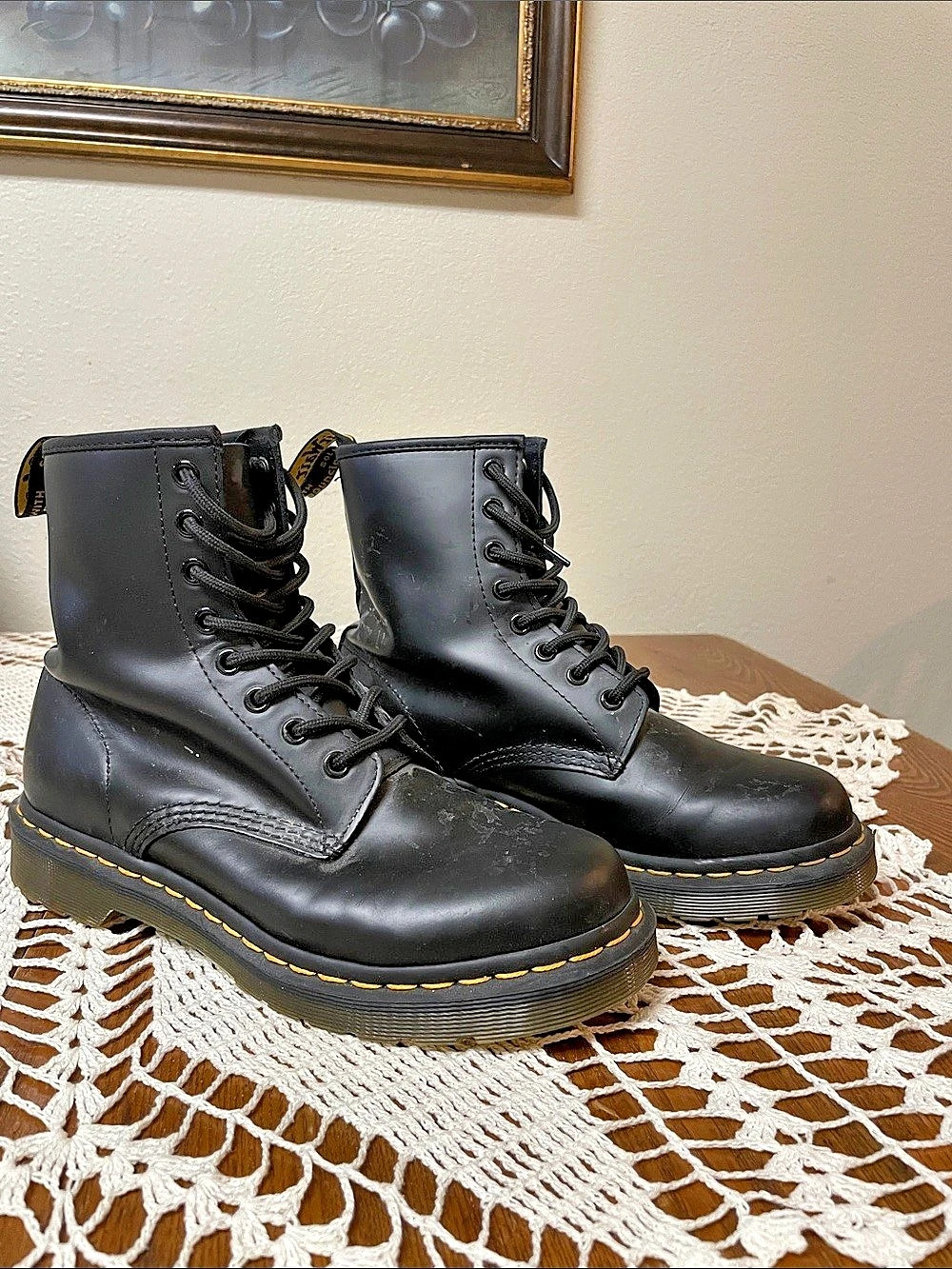 Dr. Martens 1460 Smooth Leather Lace Up Boots Black US 7